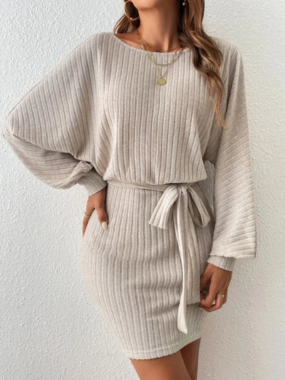 Amaya | Czesława Vestido Mini De Punto Con Cinturón Y Mangas Anchas Karol Firenze