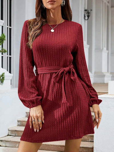 Renata | Luna Vestido De Punto Con Cinturón – Marrón Caramelo Karol Firenze