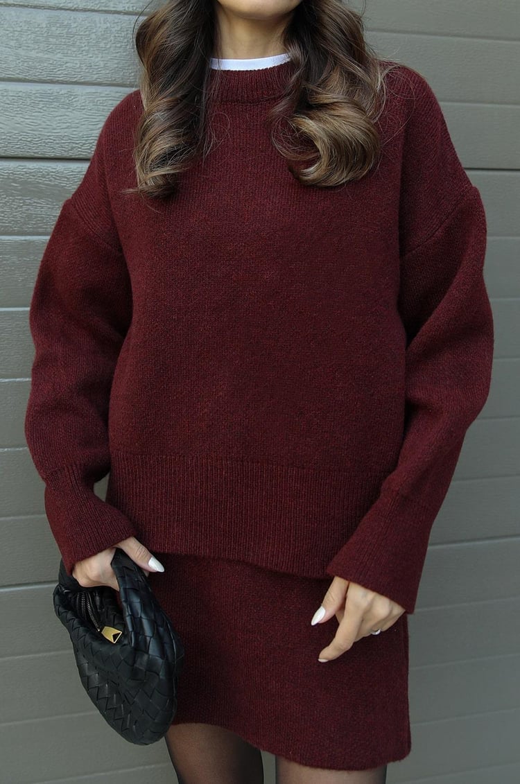 Marie™ Conjunto de Punto – suéter & falda