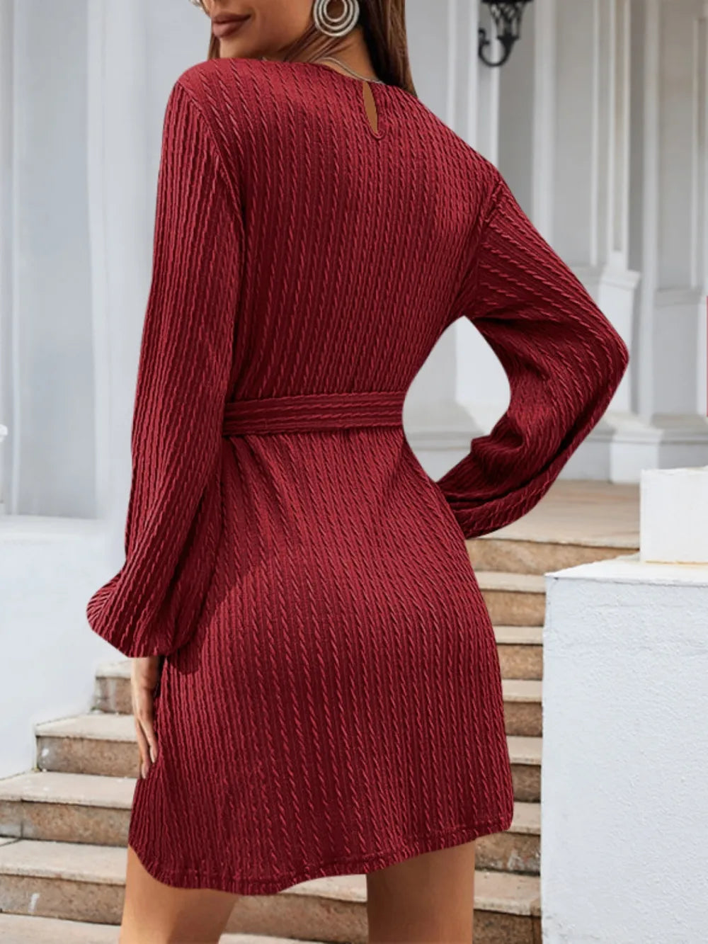 Renata | Luna Vestido De Punto Con Cinturón – Marrón Caramelo Karol Firenze