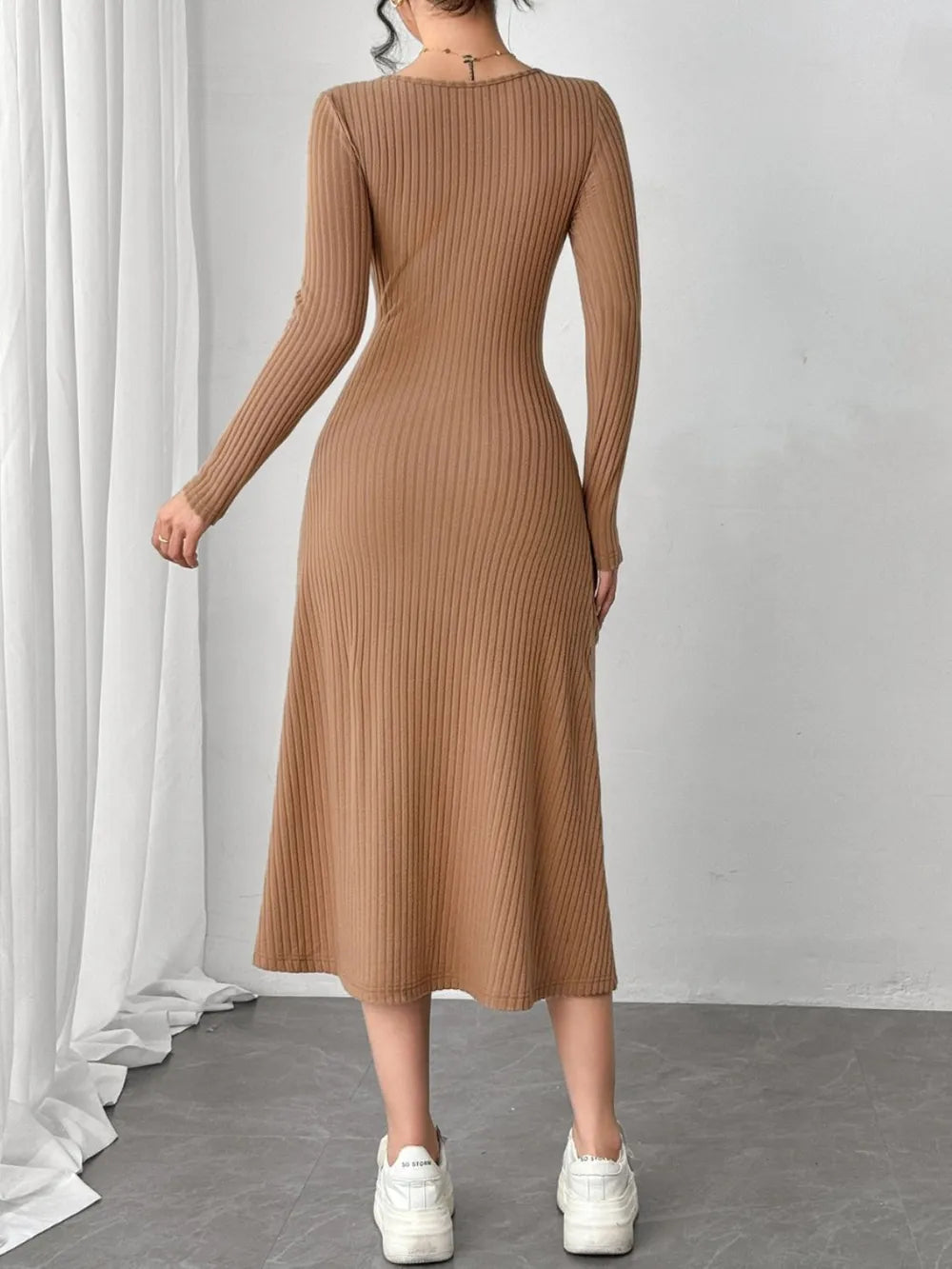 Rocío | Cecylia Vestido Midi De Punto Acanalado Karol Firenze