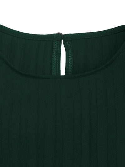 Clara | Jowita Vestido Midi Plisado Verde Con Cinturón Karol Firenze