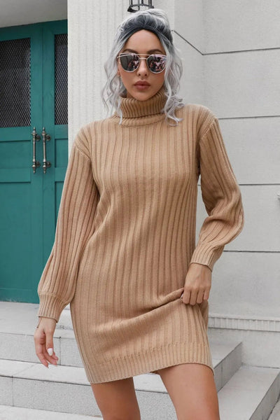 Ivana | Ivy Vestido De Punto Con Cuello Alto Y Cinturón – Karol Firenze