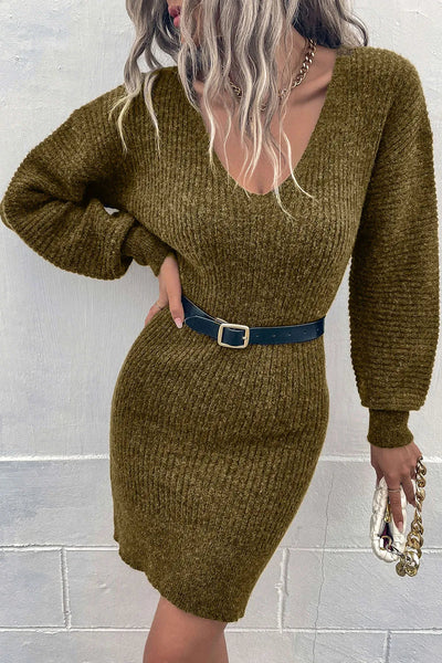 Mónica | Leontyna Vestido De Punto Con Cinturón Y Escote En V Karol Firenze