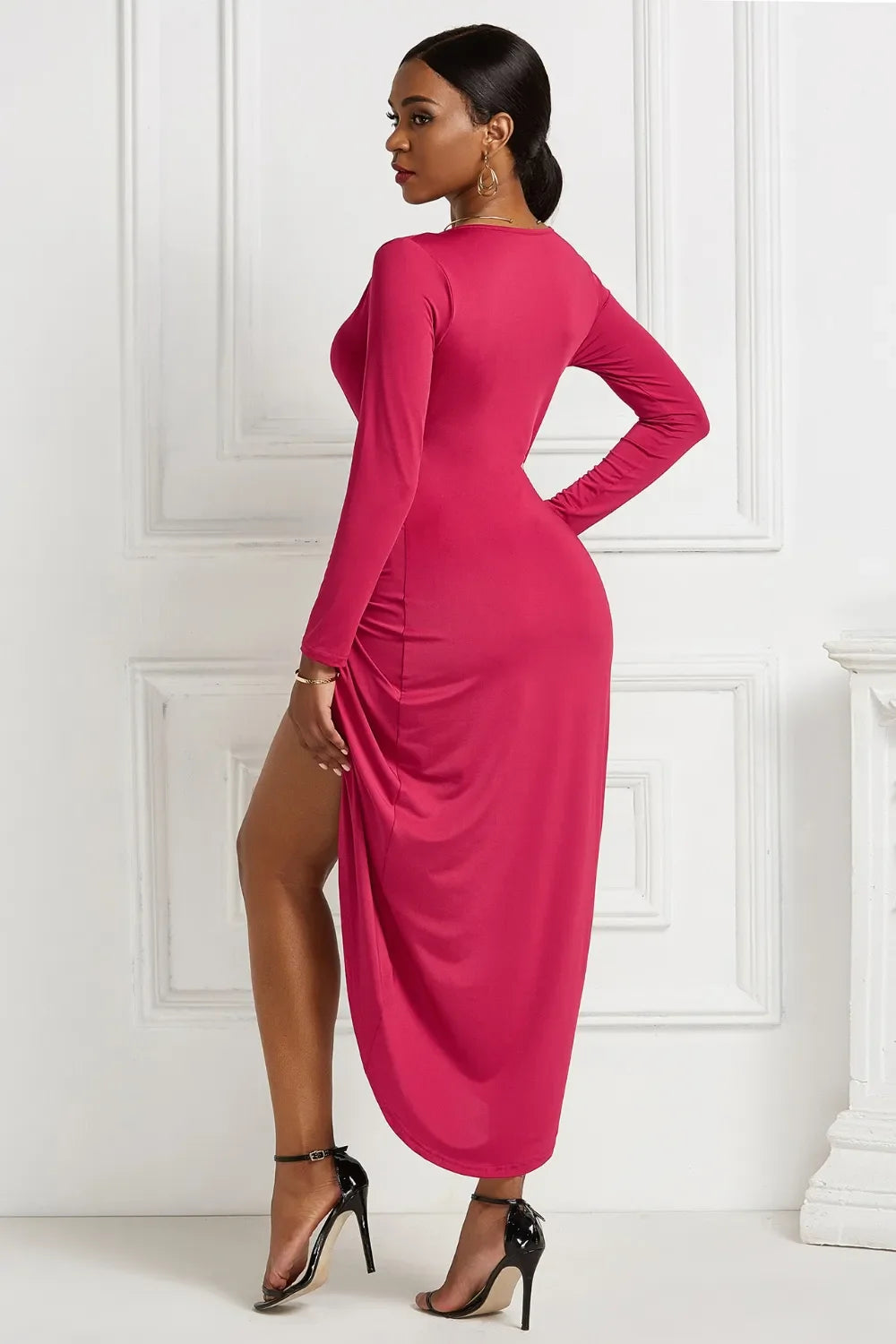 Blanca | Odetta Vestido Midi Cruzado Con Escote Profundo Y Fruncidos Karol Firenze