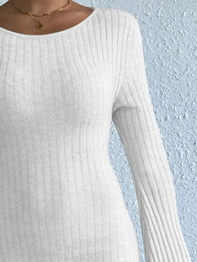 Lidia | Emilia Vestido Mini De Punto Acanalado Con Mangas De Campana Karol Firenze