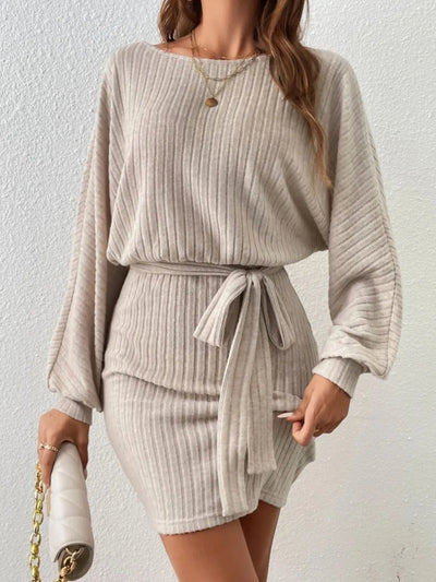 Amaya | Czesława Vestido Mini De Punto Con Cinturón Y Mangas Anchas Karol Firenze