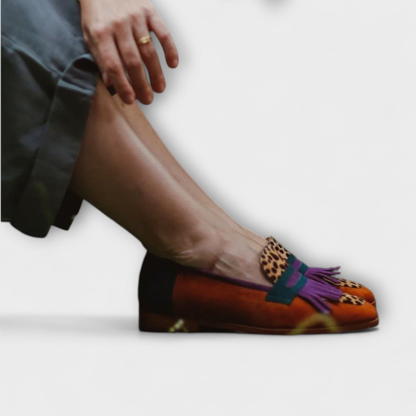 Fallon | Mocasín Marrón Con Estampado De Leopardo