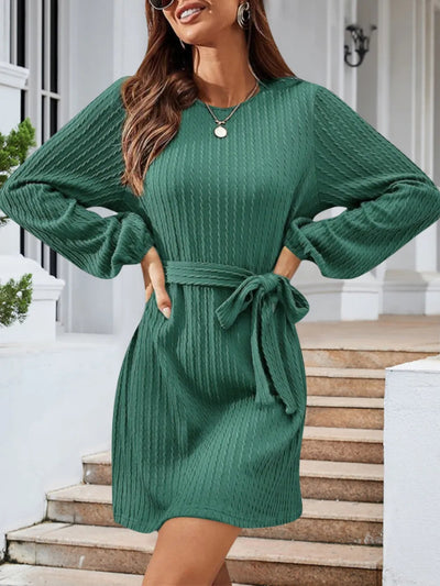 Renata | Luna Vestido De Punto Con Cinturón – Marrón Caramelo Karol Firenze