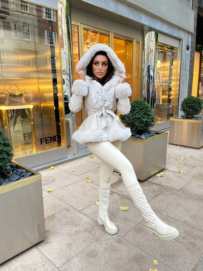 Celeste | Abrigo De Invierno Con Capucha | Blanco - Cómodo Y Protector