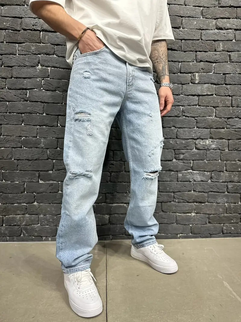 Oliver | Jeans Distressed De Corte Relaxado