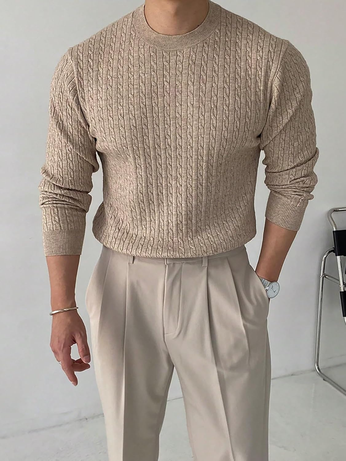 David | Suéter De Cuello Redondo Trenzado