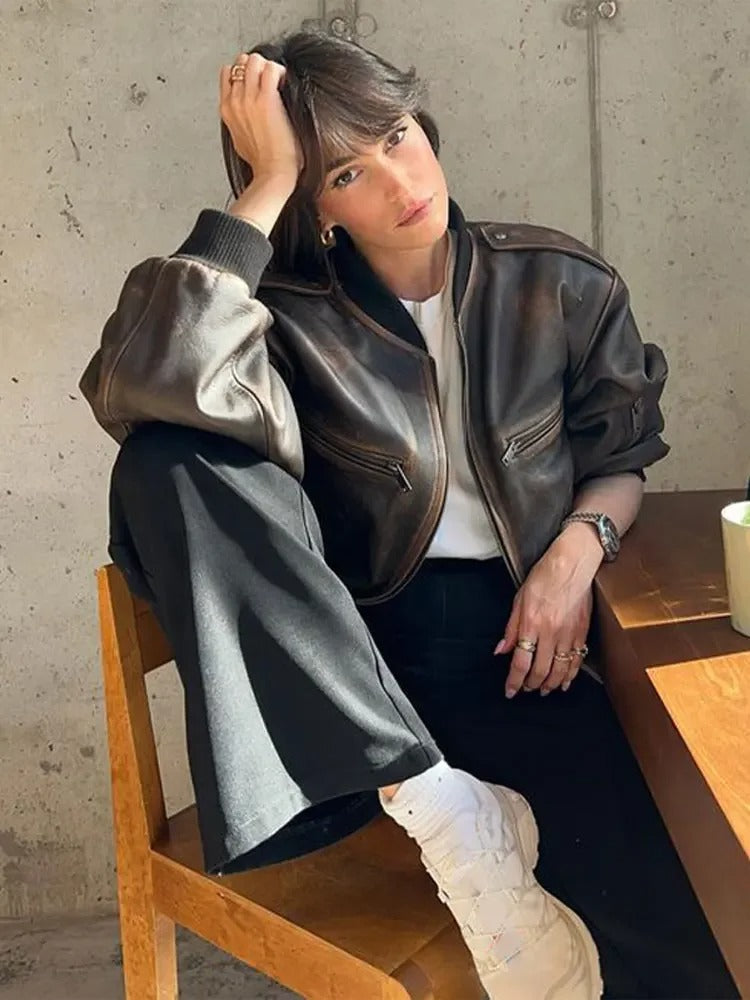 Loïs | Bomber Vintage Con Efecto Stonewash