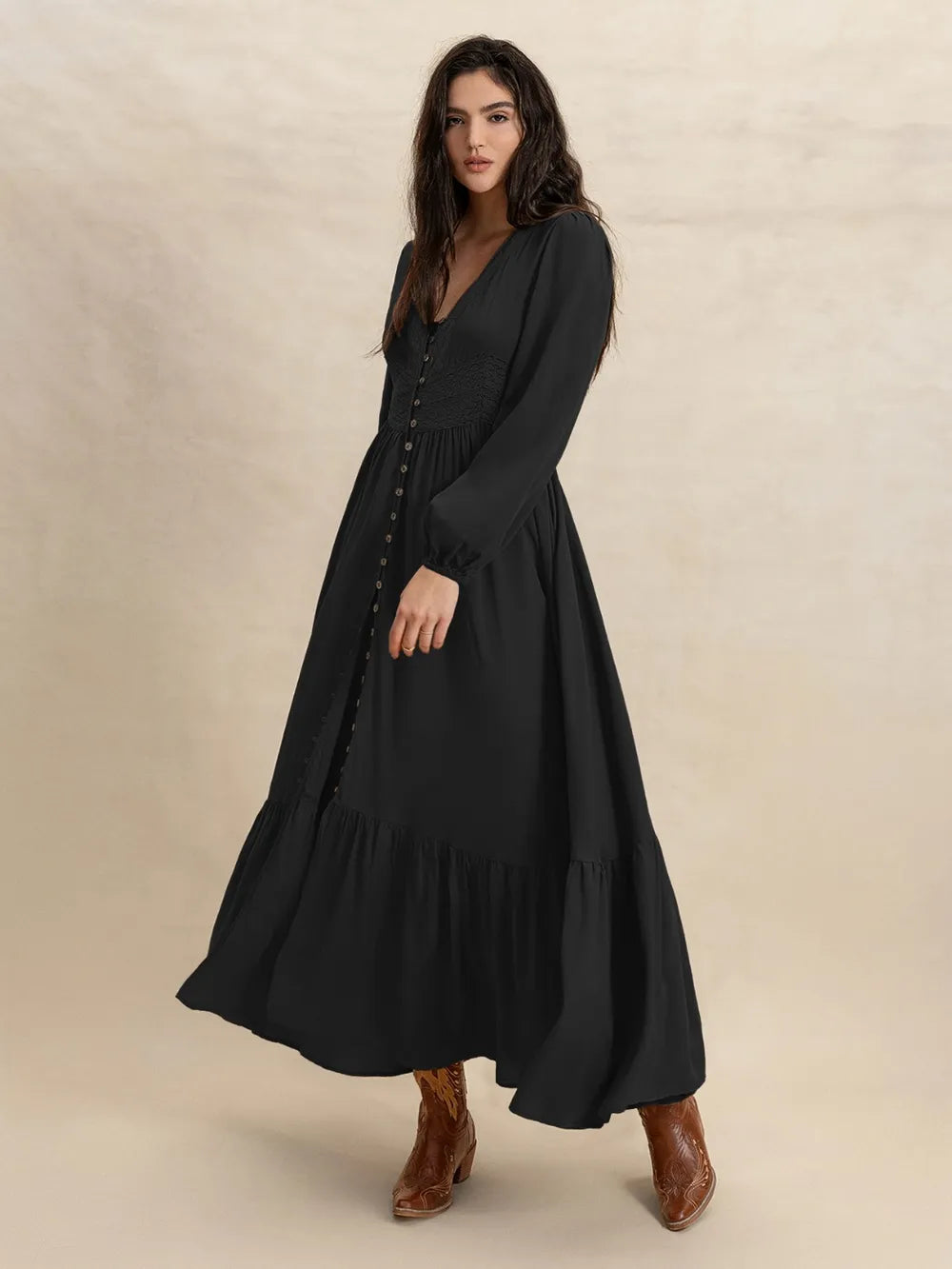 Celeste | Elwira Vestido Maxi Con Botones Karol Firenze