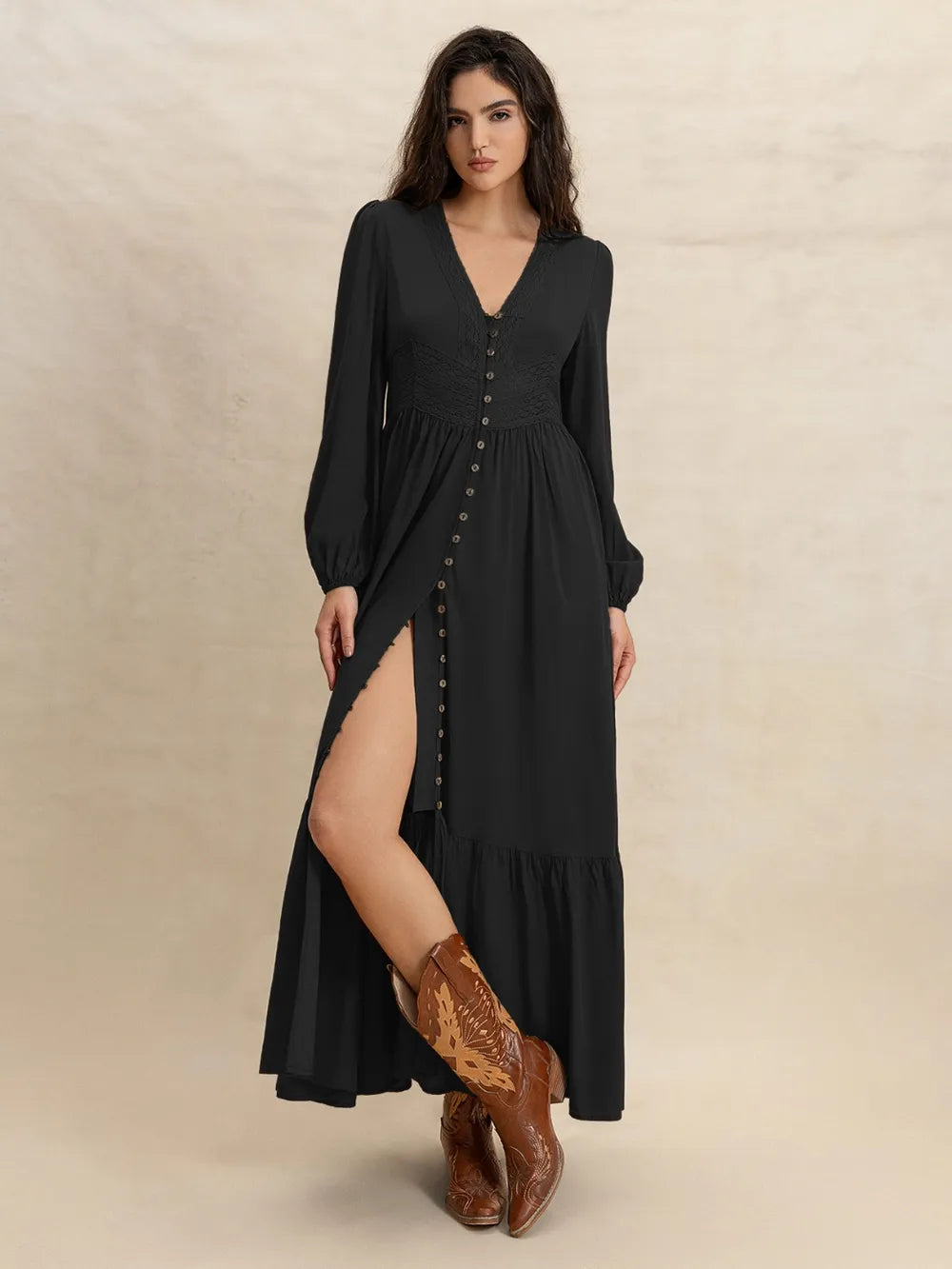 Celeste | Elwira Vestido Maxi Con Botones Karol Firenze