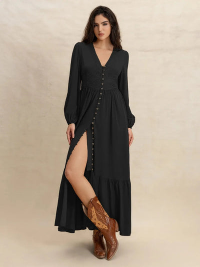 Celeste | Elwira Vestido Maxi Con Botones Karol Firenze