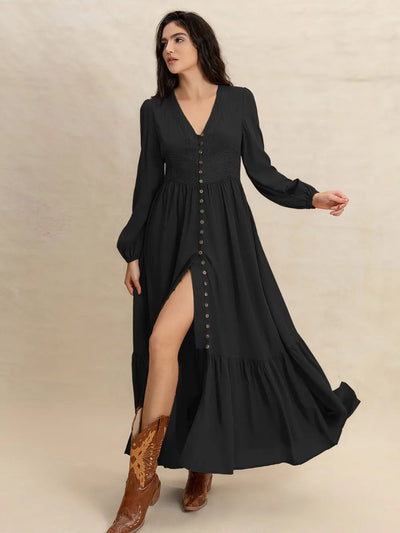 Celeste | Elwira Vestido Maxi Con Botones Karol Firenze