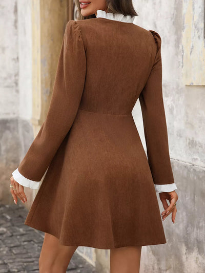 Iris | Sabina Vestido Mini Marrón Con Botones Karol Firenze