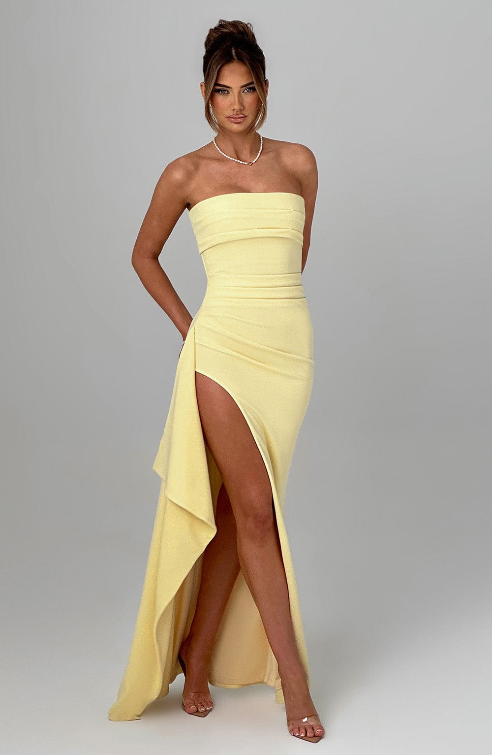Sara | Vireli Vestido Maxi Elegante De Limón Karol Firenze