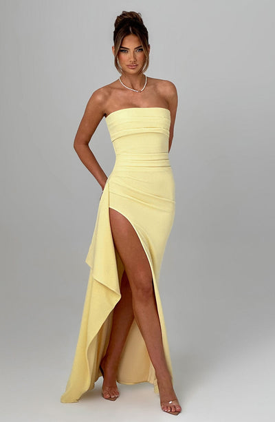 Sara | Vireli Vestido Maxi Elegante De Limón Karol Firenze
